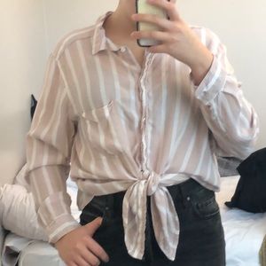 Pink and white striped American Eagle shirt